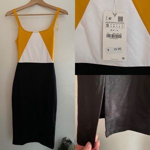 Zara soft & stretchy bodycon colorblock midi dress